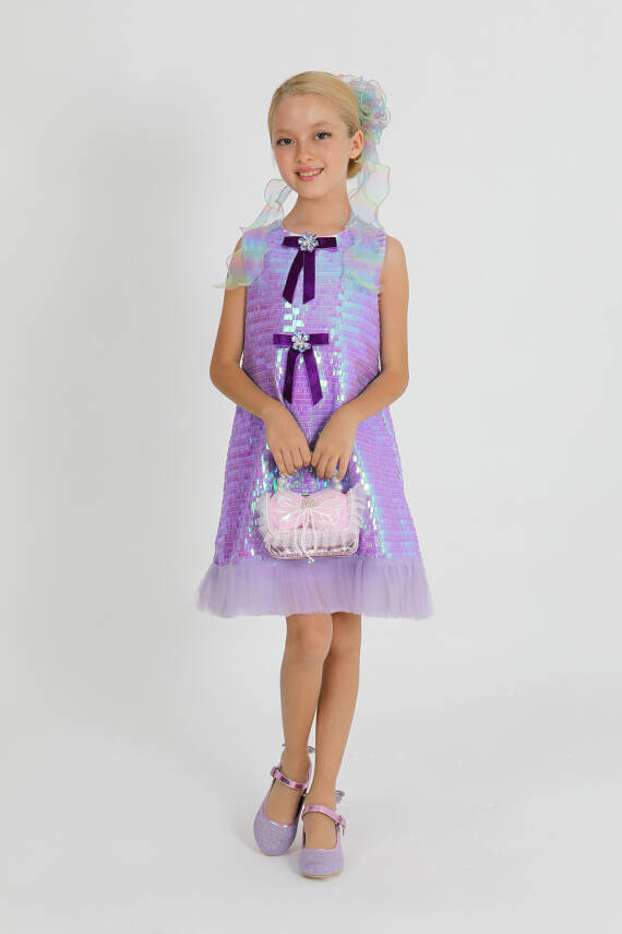 Kız Çocuk Fiyonk Elbise - 3