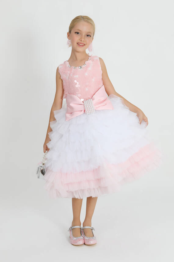 Kız Çocuk Fiyonk Elbise - 7