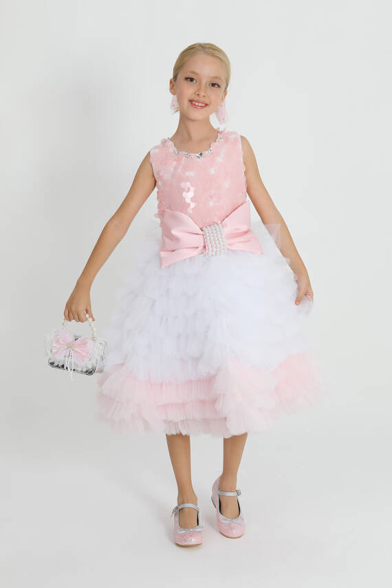 Kız Çocuk Fiyonk Elbise - 4