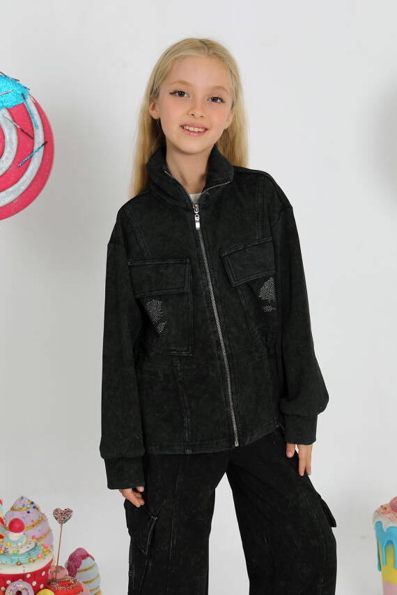 Kız Çocuk Gül Taş Eşofman - 4