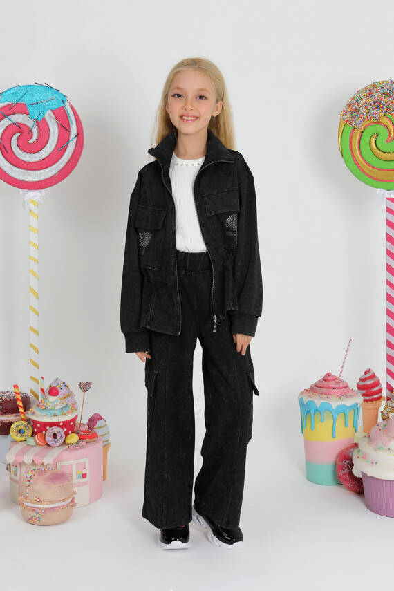 Kız Çocuk Gül Taş Eşofman - 6