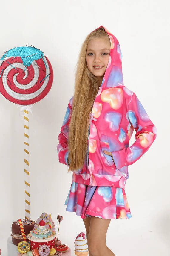 Kız Çocuk GYM Heart Fermuarlı Sweatshirt - 1