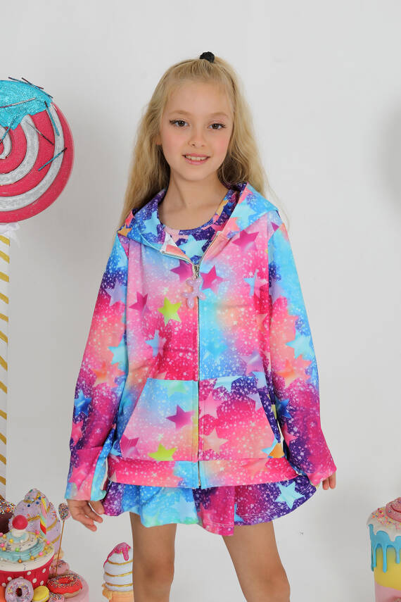 Kız Çocuk GYM Star Fermuarlı Sweatshirt - 1