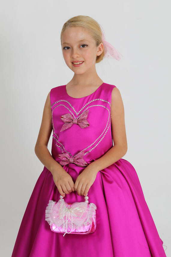 Kız Çocuk Heart Pink Dress Elbise - 3
