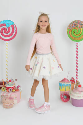 Kız Çocuk İnci Kalp T-Shirt - Star Pearl Kids