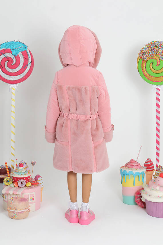 Kız Çocuk Kapüşonlu Mont - 2