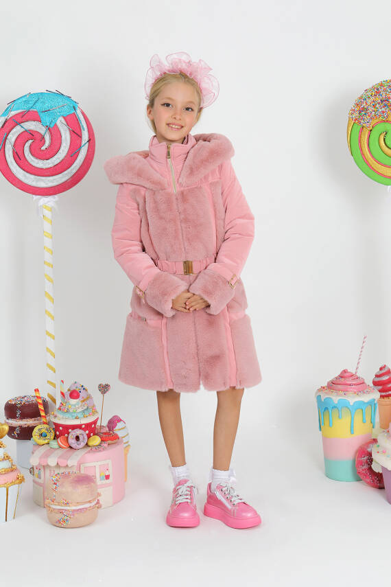 Kız Çocuk Kapüşonlu Mont - 4