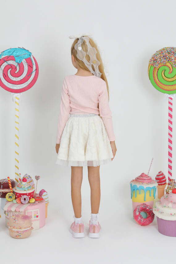 Kız Çocuk Kürk Kalp Etek - 2