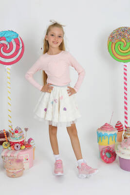 Kız Çocuk Kürk Kalp Etek - 3