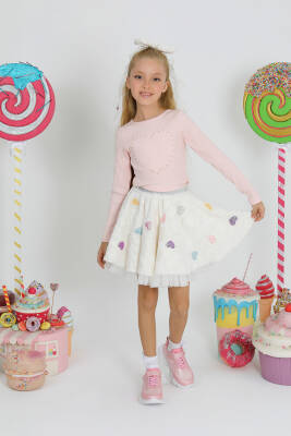 Kız Çocuk Kürk Kalp Etek - Star Pearl Kids