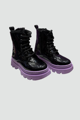 Kız Çocuk LİLA-SİYAH PARLAK BOT - Star Pearl Kids