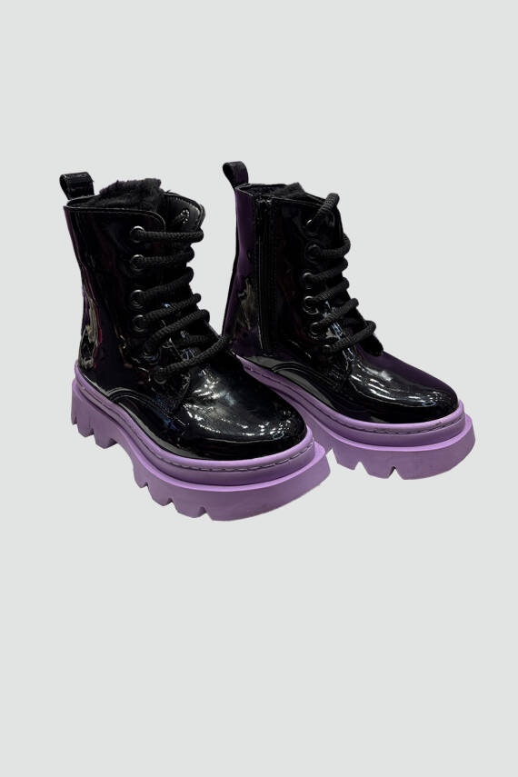 Kız Çocuk LİLA-SİYAH PARLAK BOT - 1