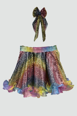 Kız çocuk rainbow payetli etek - Star Pearl Kids