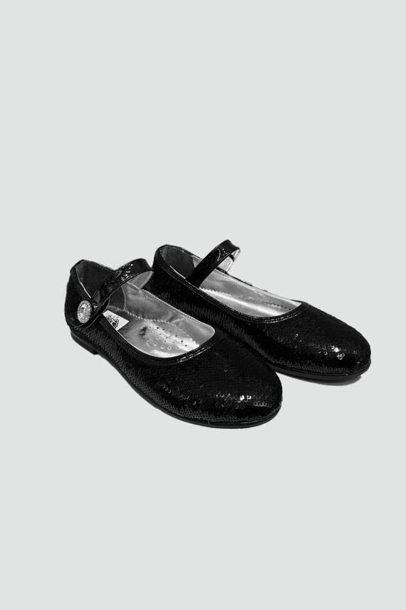 KIZ ÇOCUK SİYAH PULLU BABET - 2