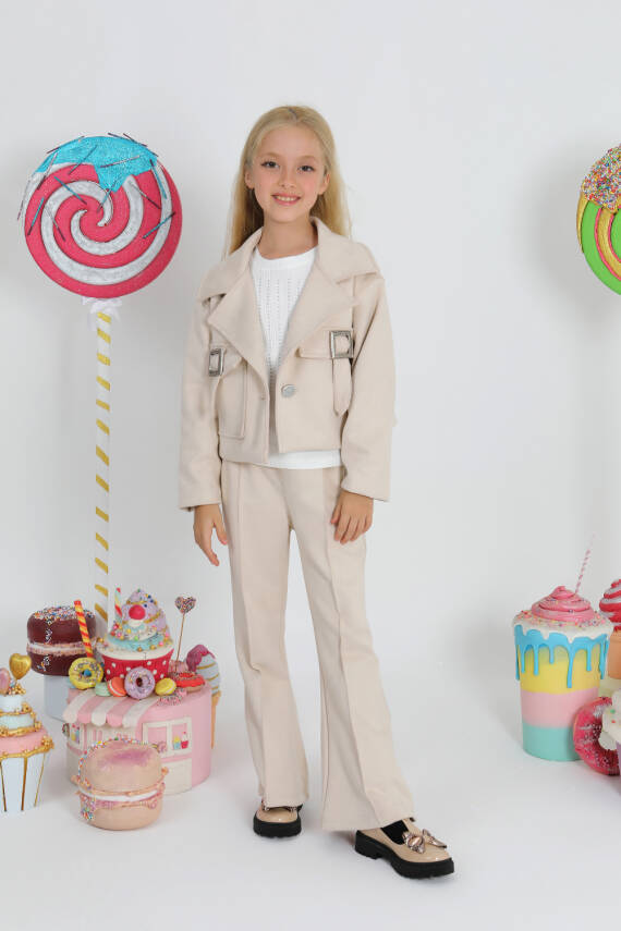 Kız Çocuk Süet Ceket Takım - 5