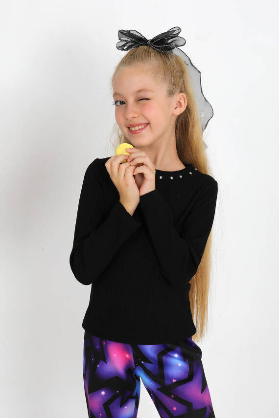 Kız Çocuk Taşlı T-Shirt - 1