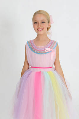 Kız Çocuk Tül Boncuklu Elbise - Star Pearl Kids