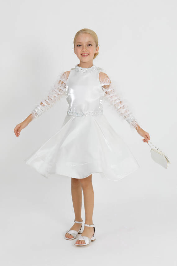 Kız Çocuk Tüylü Elbise - 3