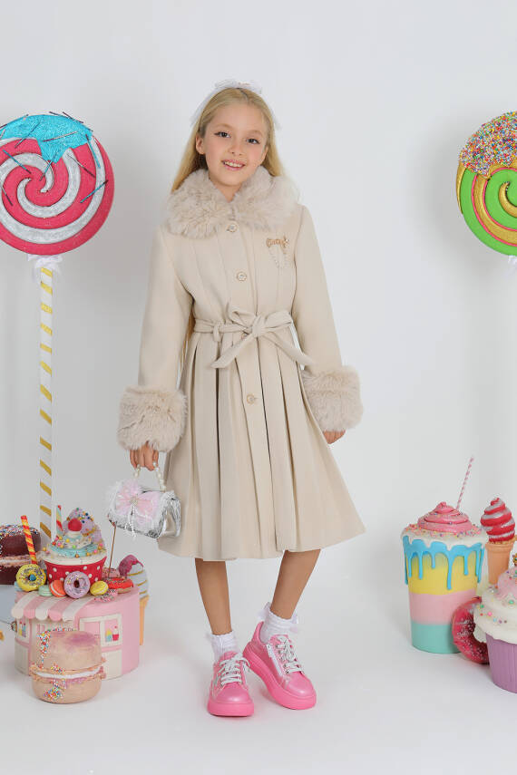 Kız Çocuk Kürk Palto - 5