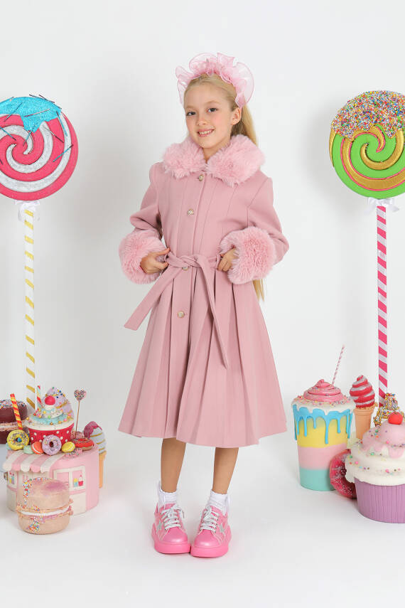 Kız Çocuk Kürk Palto - 9