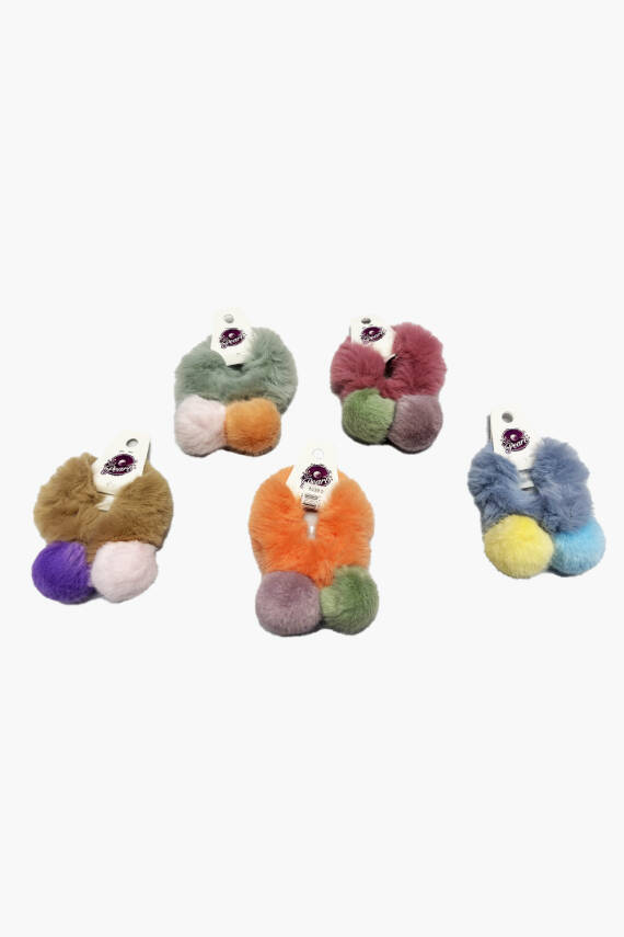 Ponpon Tüylü Lastik Toka - 1